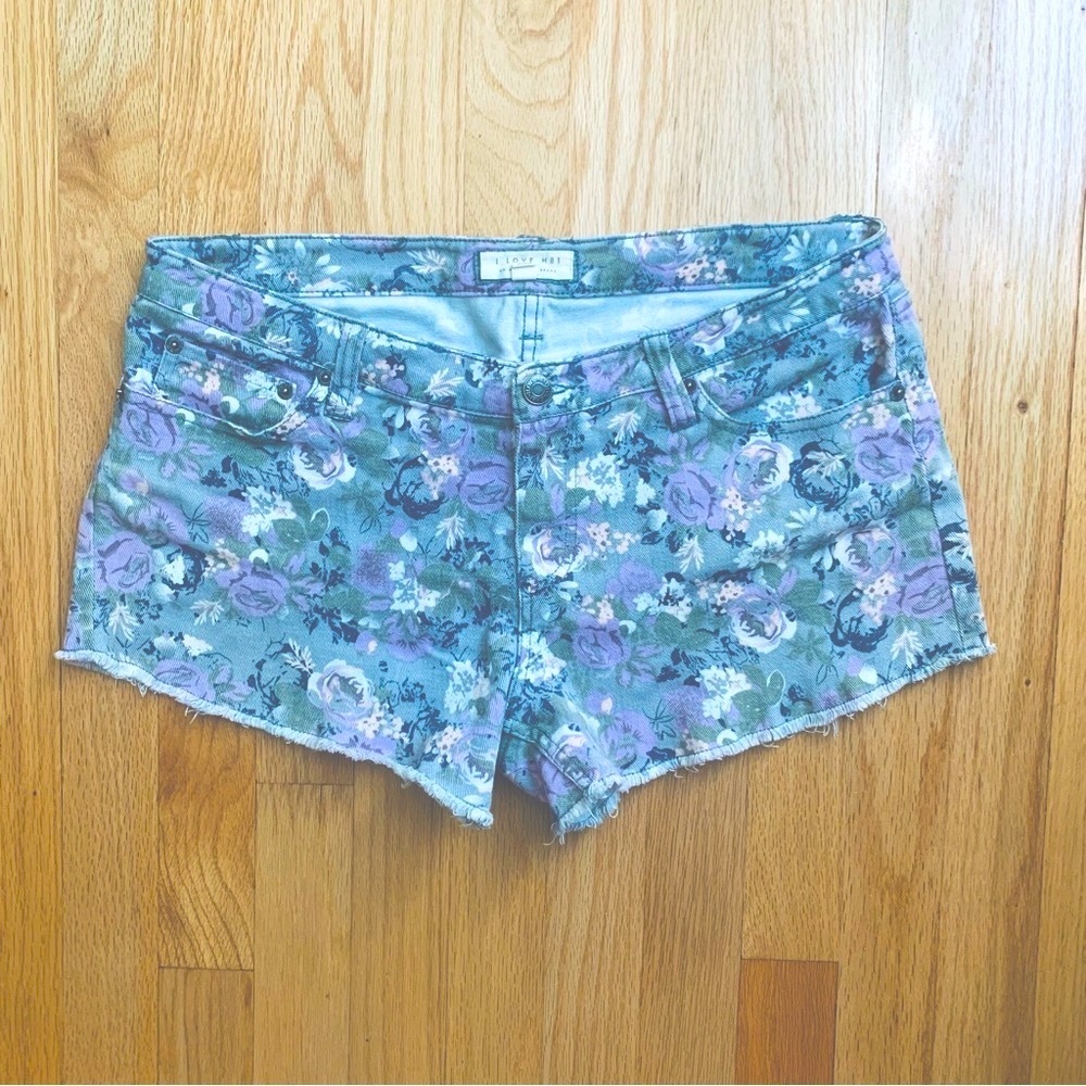 Floral pastel  jean shorts